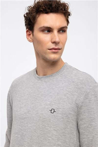 Açık Gri Regular Fit Bisiklet Yaka Sweatshirt