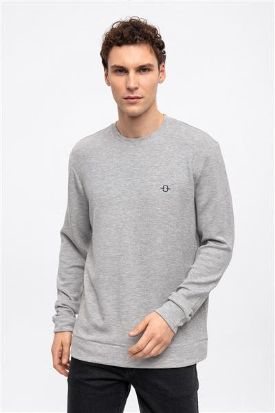 Açık Gri Regular Fit Bisiklet Yaka Sweatshirt