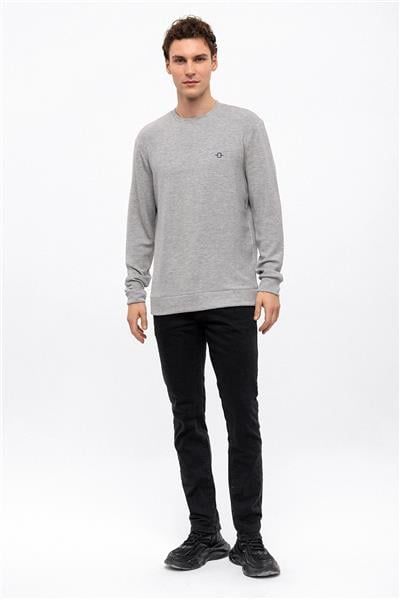 Açık Gri Regular Fit Bisiklet Yaka Sweatshirt