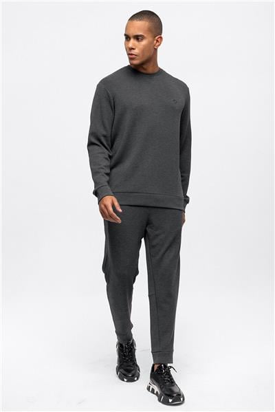 Antrasit Regular Fit Bisiklet Yaka Sweatshirt