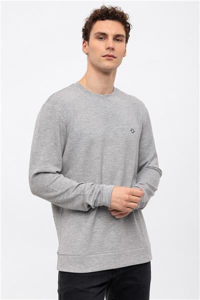 Açık Gri Regular Fit Bisiklet Yaka Sweatshirt