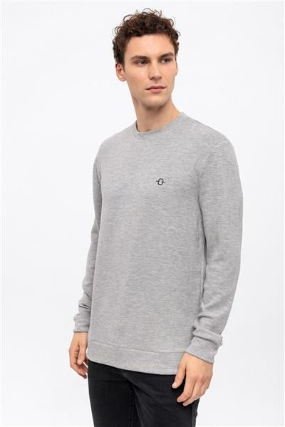 Açık Gri Regular Fit Bisiklet Yaka Sweatshirt