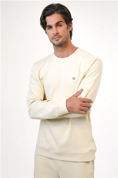 Bej Regular Fit Pamuklu Bisiklet Yaka Sweatshirt