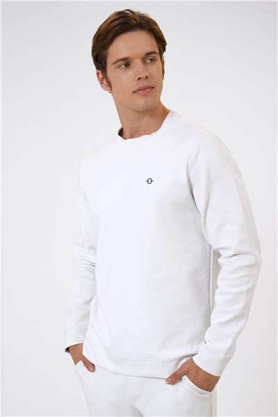 Açık Gri Regular Fit Pamuklu Bisiklet Yaka Sweatshirt