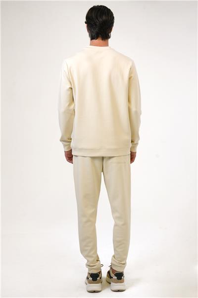 Bej Regular Fit Pamuklu Bisiklet Yaka Sweatshirt