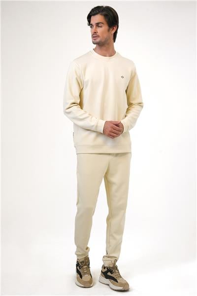 Bej Regular Fit Pamuklu Bisiklet Yaka Sweatshirt