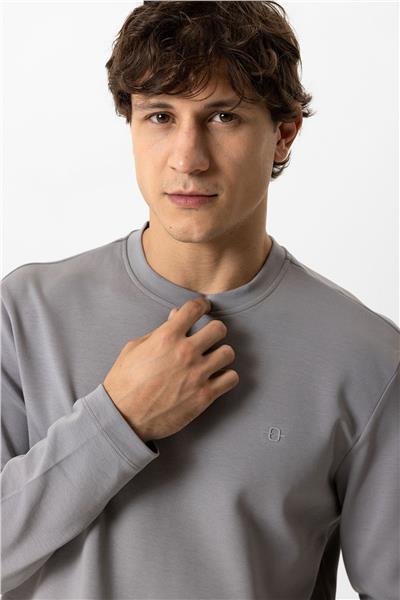 Gri Regular Fit Bisiklet Yaka Sweatshirt