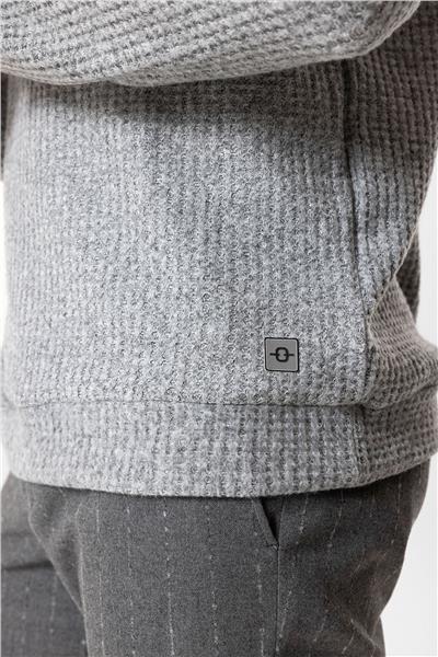 Gri Regular Fit Desenli Bisiklet Yaka Sweatshirt