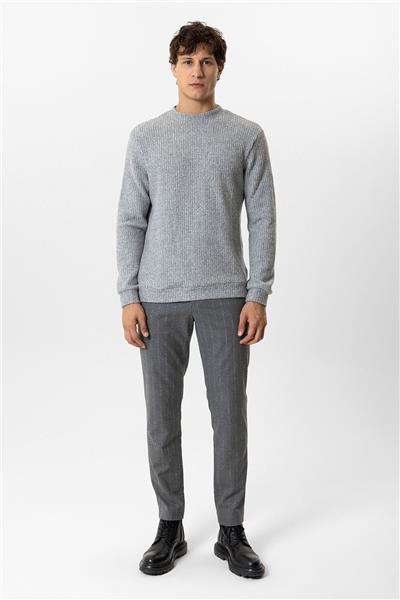 Gri Regular Fit Desenli Bisiklet Yaka Sweatshirt