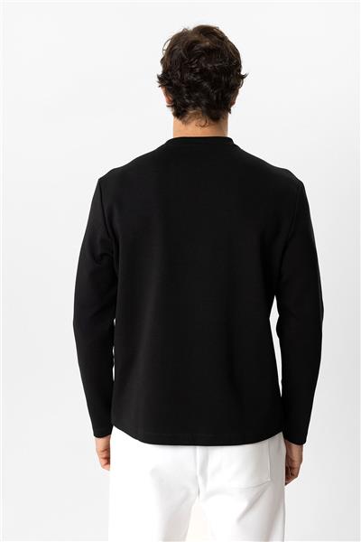 Siyah Regular Fit Bisiklet Yaka Sweatshirt