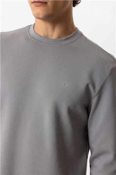Gri Regular Fit Bisiklet Yaka Sweatshirt