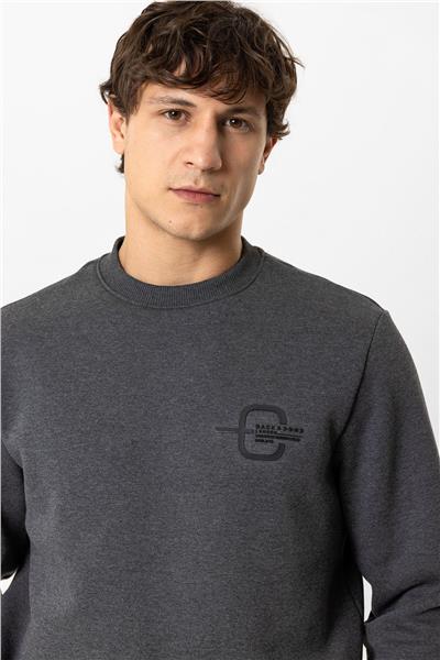 Antrasit Regular Fit Bisiklet Yaka Sweatshirt