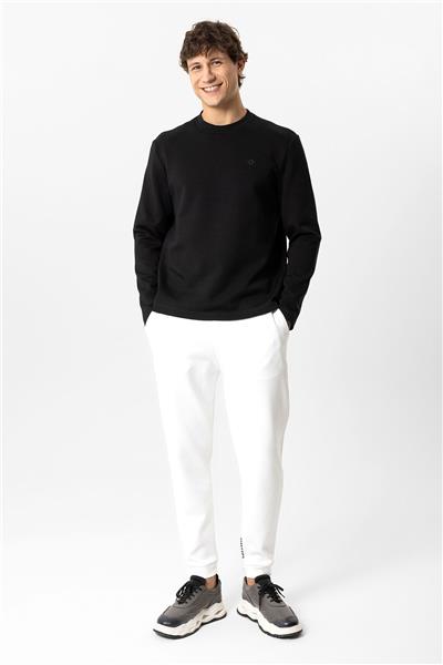 Siyah Regular Fit Bisiklet Yaka Sweatshirt