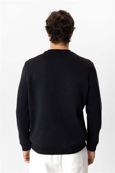 Siyah Regular Fit Bisiklet Yaka Sweatshirt