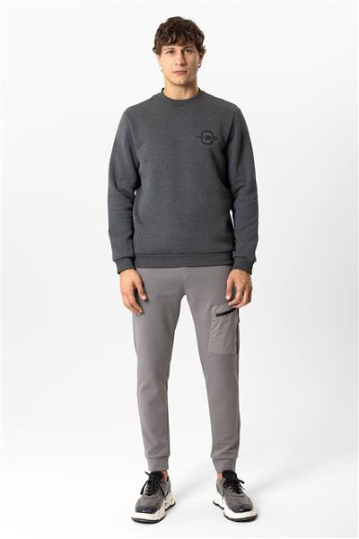 Antrasit Regular Fit Bisiklet Yaka Sweatshirt