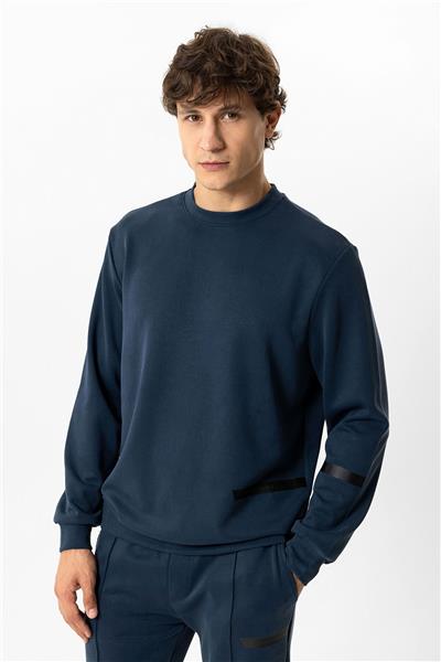 Lacivert Regular Fit Bisiklet Yaka Sweatshirt