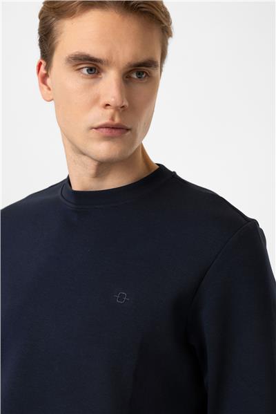Lacivert Regular Fit Bisiklet Yaka Sweatshirt