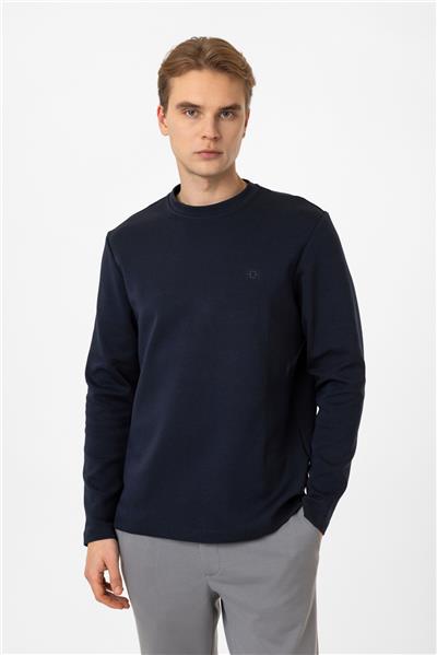 Lacivert Regular Fit Bisiklet Yaka Sweatshirt