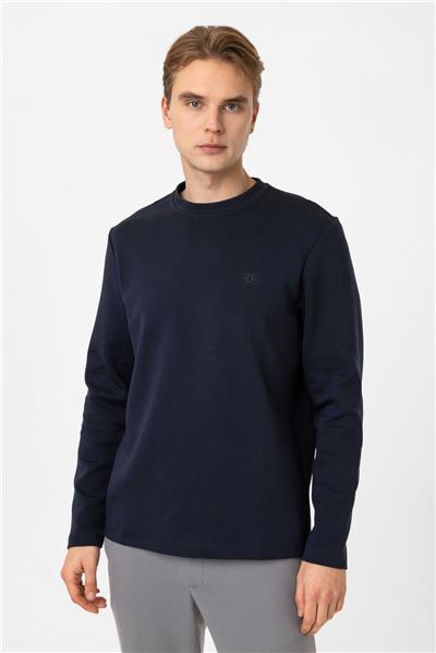 Lacivert Regular Fit Bisiklet Yaka Sweatshirt