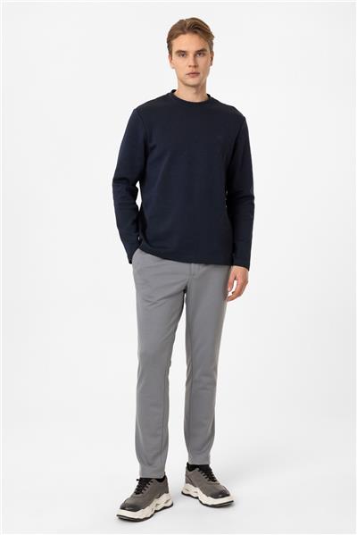 Lacivert Regular Fit Bisiklet Yaka Sweatshirt