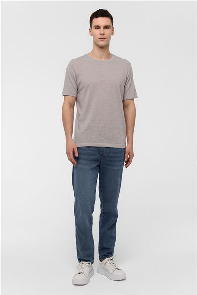 Gri Bisiklet Yaka Regular Fit Tişört