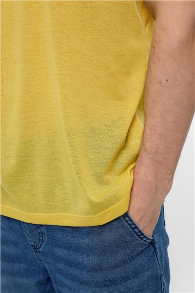 Sarı Regular Fit Bisiklet Yaka Tişört