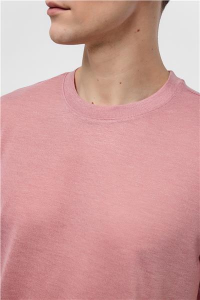 Pembe Regular Fit Bisiklet Yaka Tişört