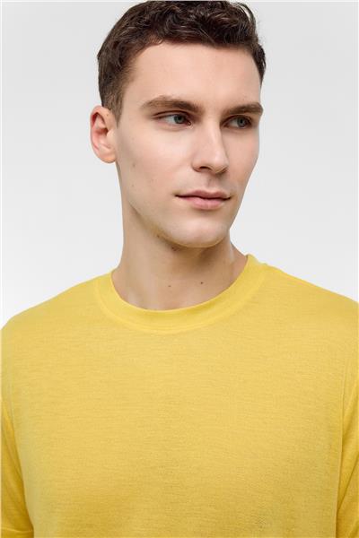 Sarı Regular Fit Bisiklet Yaka Tişört