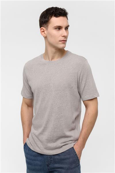 Gri Bisiklet Yaka Regular Fit Tişört