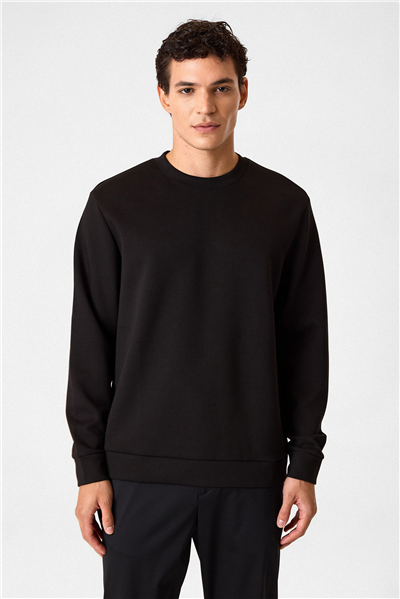 Bisiklet Yaka Siyah Sweatshirt