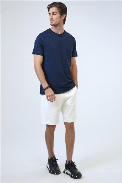 Lacivert Regular Fit %100 Pamuk Bisiklet Yaka Tişört