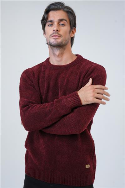 Bordo Regular Fit Bisiklet Yaka Triko Kazak