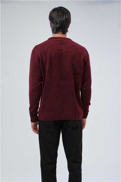 Bordo Regular Fit Bisiklet Yaka Triko Kazak