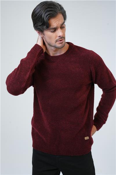 Bordo Regular Fit Bisiklet Yaka Triko Kazak