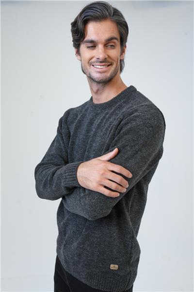 Antrasit Regular Fit Bisiklet Yaka Triko Kazak