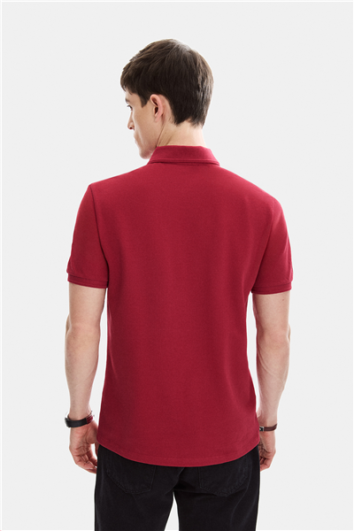 Bordo Regular Fit Örme Polo Yaka Tişört