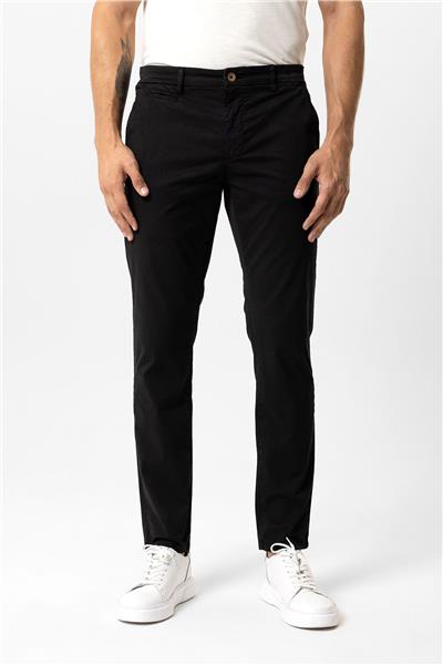 Siyah Slim Fit Pamuklu Yan Cep Chino Pantolon