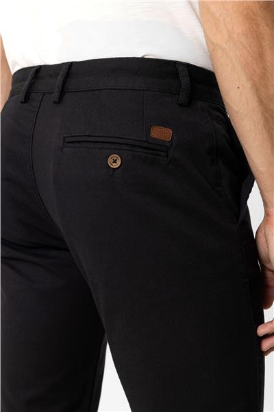 Siyah Slim Fit Pamuklu Yan Cep Chino Pantolon