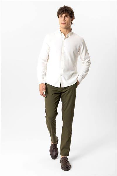 Haki Slim Fit Pamuklu Yan Cep Chino Pantolon