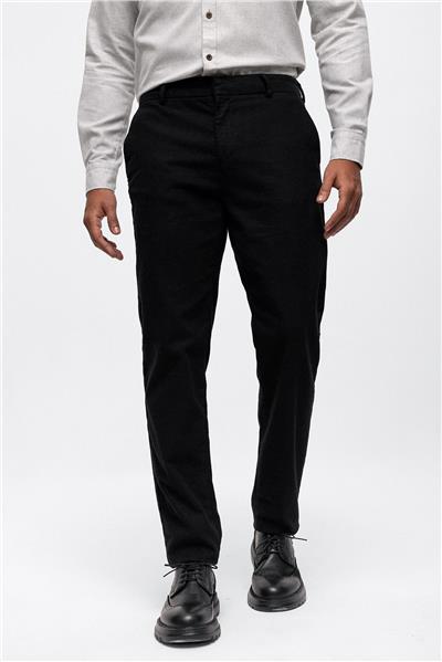 Siyah Smart Fit Pamuklu Beli Lastikli Chino Pantolon