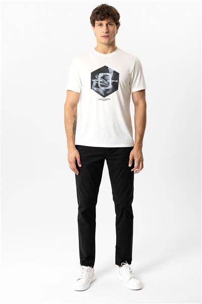 Siyah Slim Fit Pamuklu Yan Cep Chino Pantolon