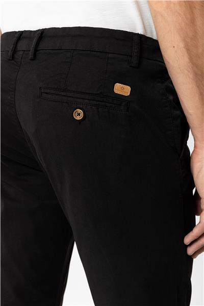 Siyah Slim Fit Pamuklu Yan Cep Chino Pantolon