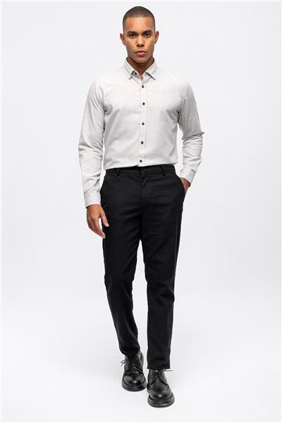 Siyah Smart Fit Pamuklu Beli Lastikli Chino Pantolon