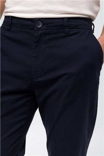 Lacivert Smart Fit Pamuklu Beli Lastikli Chino Pantolon