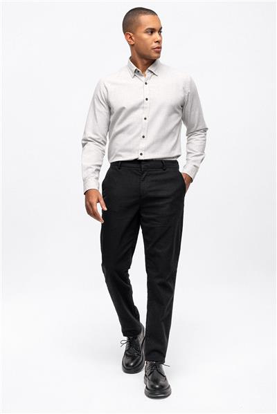 Siyah Smart Fit Pamuklu Beli Lastikli Chino Pantolon