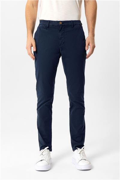 Lacivert Slim Fit Pamuklu Yan Cep Chino Pantolon