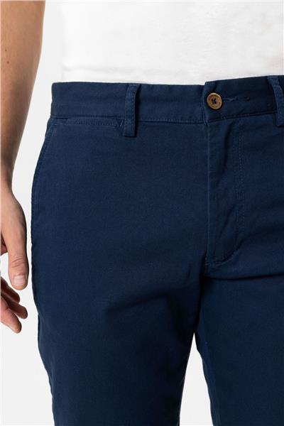 Lacivert Slim Fit Pamuklu Yan Cep Chino Pantolon