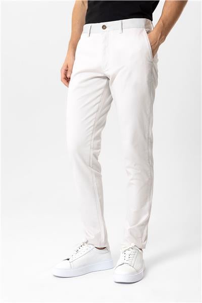 Gri Slim Fit Pamuklu Yan Cep Chino Pantolon