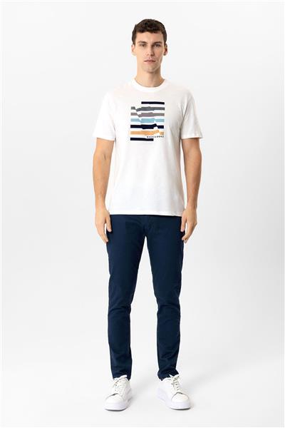 Lacivert Slim Fit Pamuklu Yan Cep Chino Pantolon