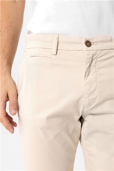 Bej Slim Fit Pamuklu Yan Cep Chino Pantolon